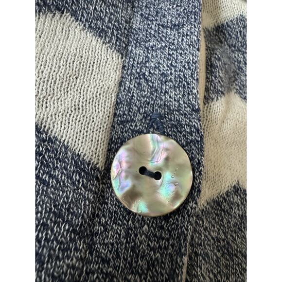 Zig Zag Cardigan Sweater Cotton Cashmere Blue White Zoe Couture M - Picture 5 of 9